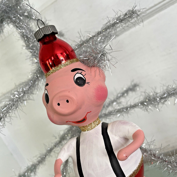 Vintage Christmas Blown Glass PIG Ornament de Carlini (?) Italy - Picture 3 of 8